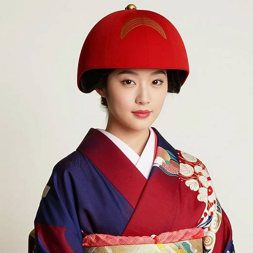 Asian Woman in Elegant Kimono