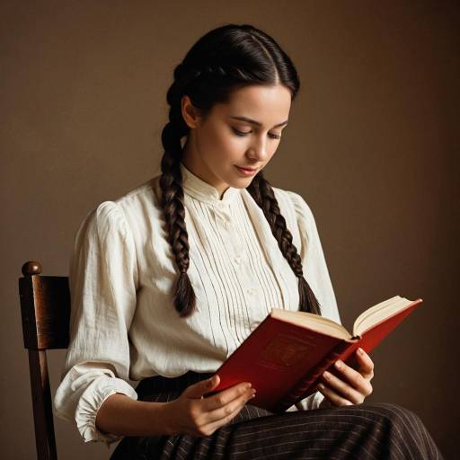 Woman Reading Vintage Red Book