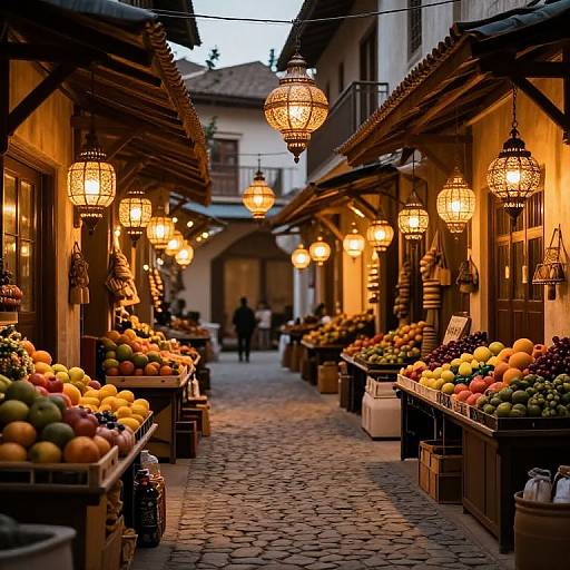 Amber Lanterns in Ancient Bazaar