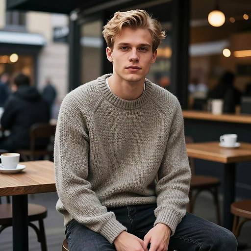 Photorealistic Nordic Man in Cozy Café