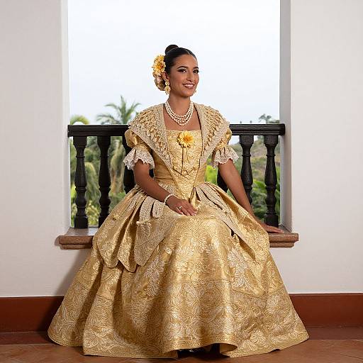 Woman in Spanish Filipiniana Dress