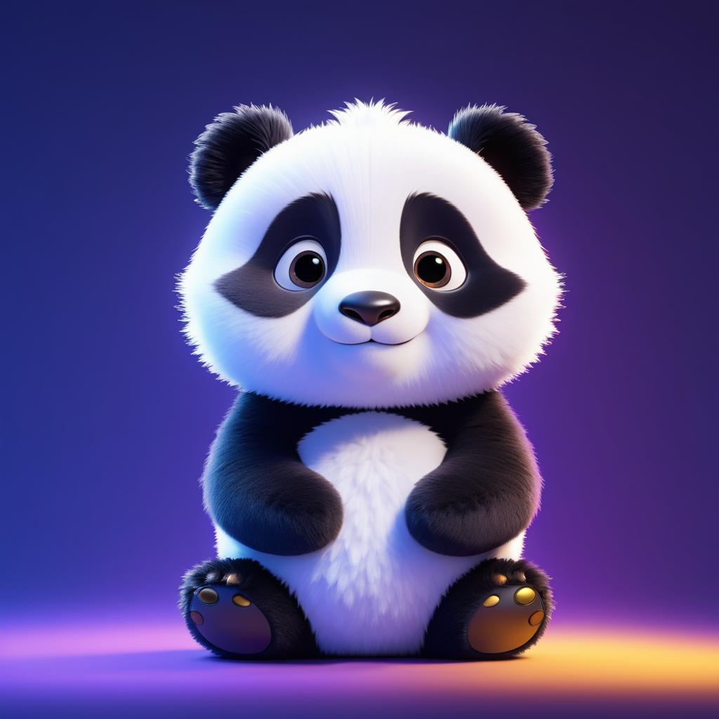 3D Cute Fluffy Panda in Pixar Style