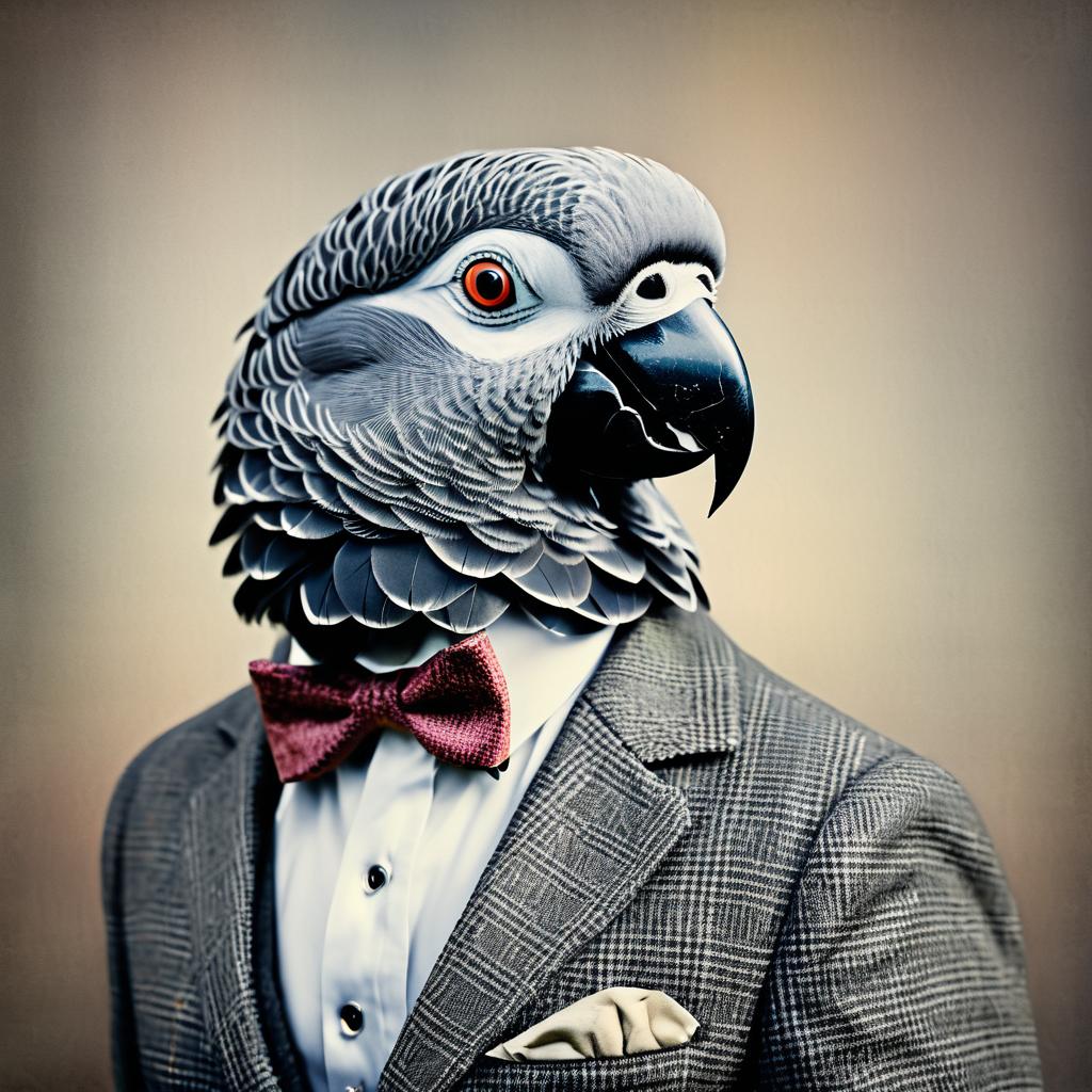 Vintage Portrait of a Stylish Parrot