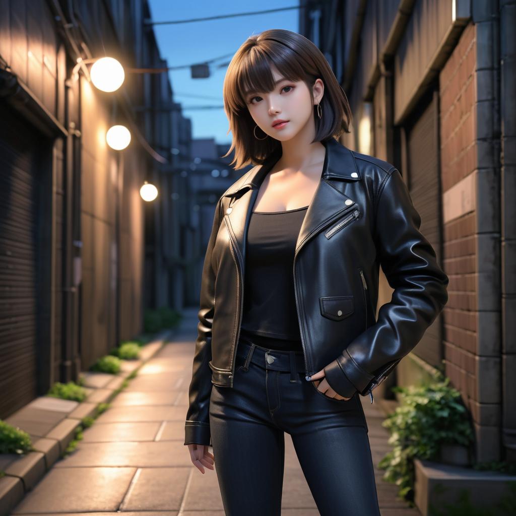 Confident Young Woman in Urban Alley