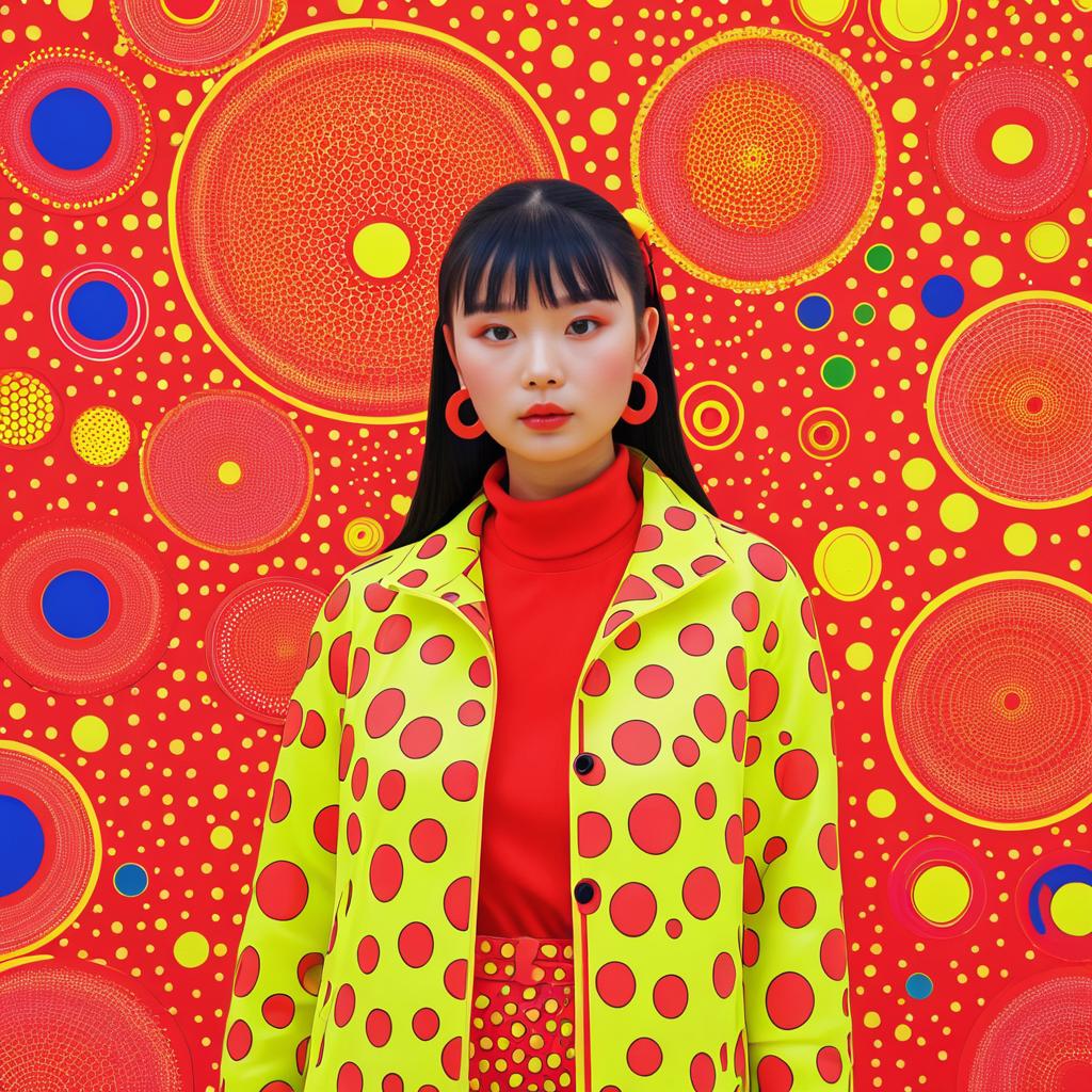 Neon Elegance: Kusama-Inspired Woman