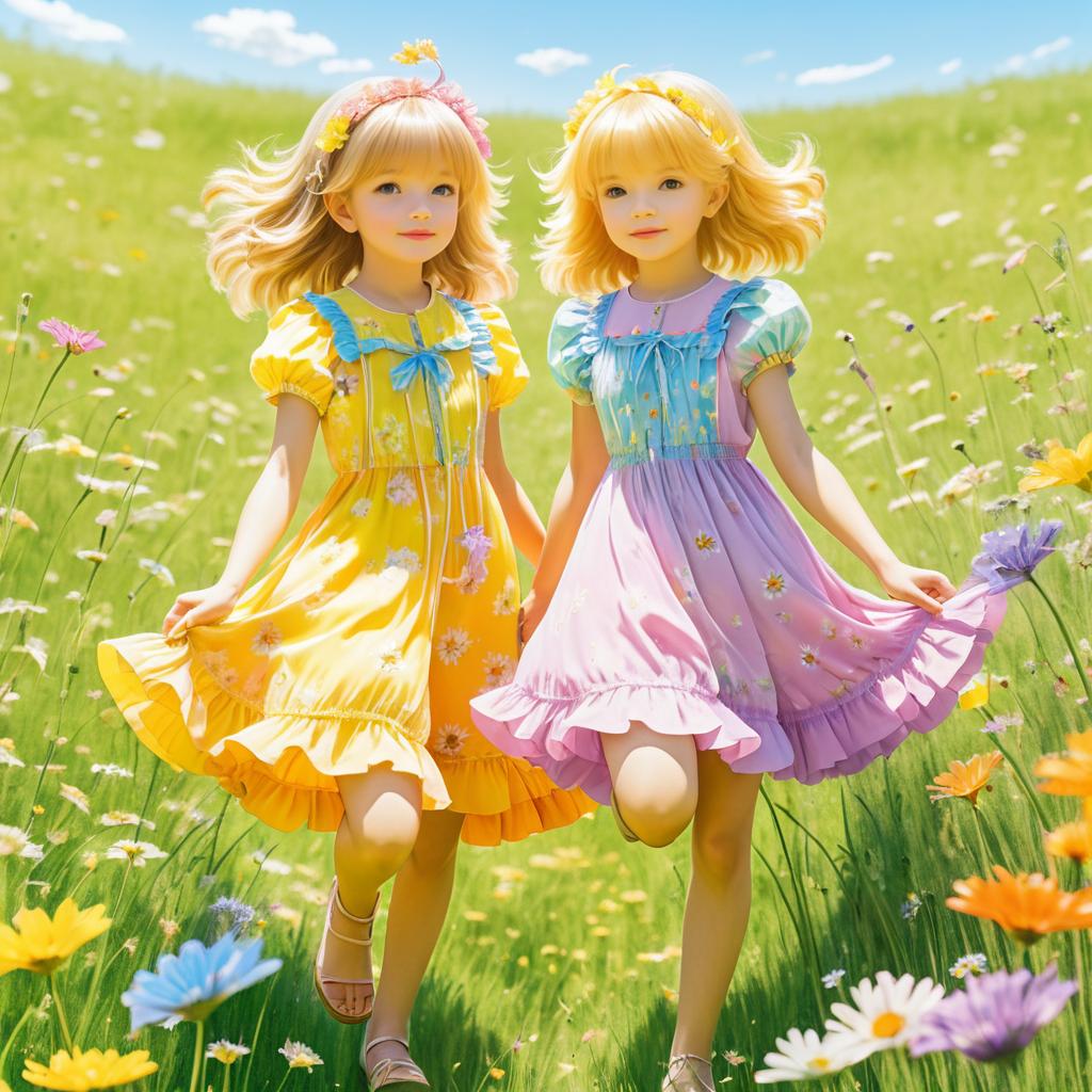 Whimsical Friends in a Colorful Meadow