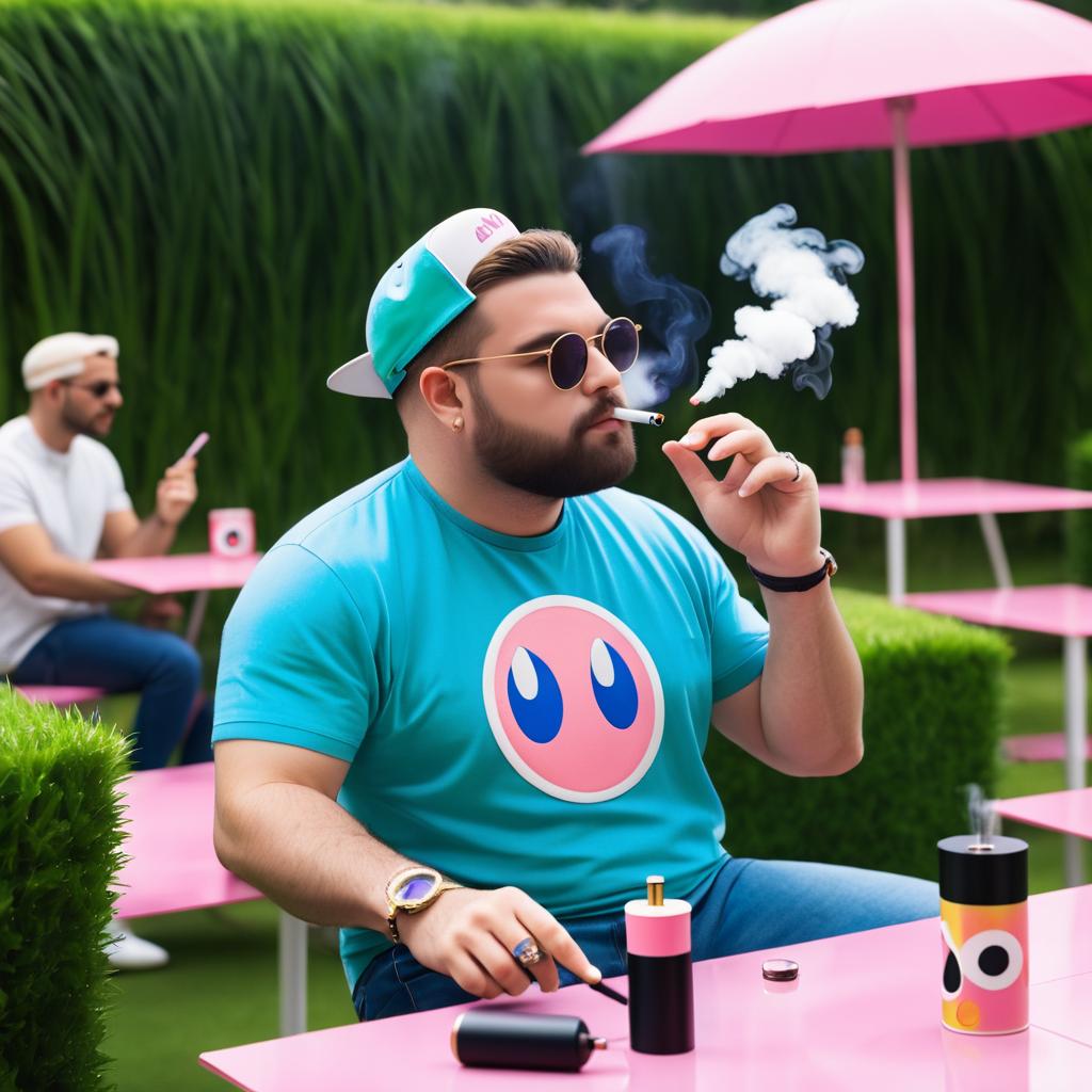 Kirby Enjoying a Vape in Style