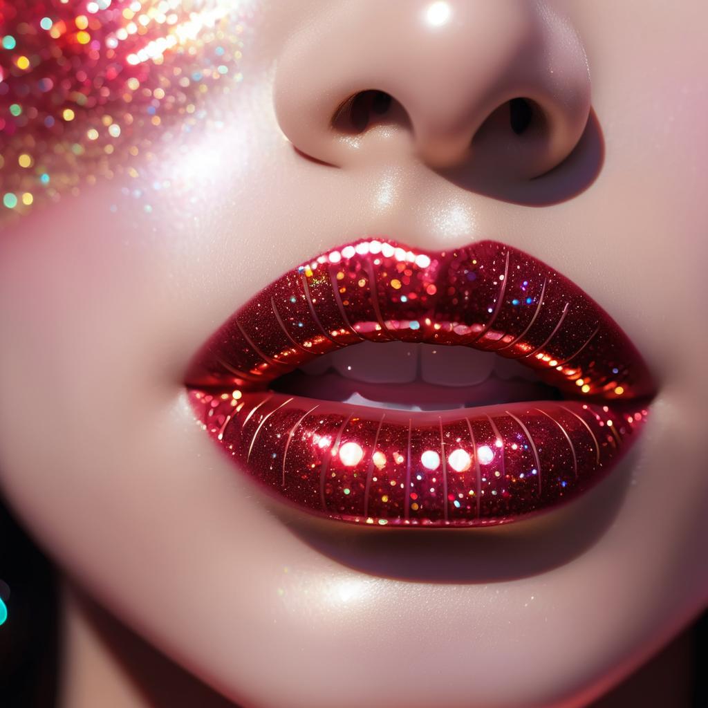 Glamorous Asian Girl's Glittery Lips