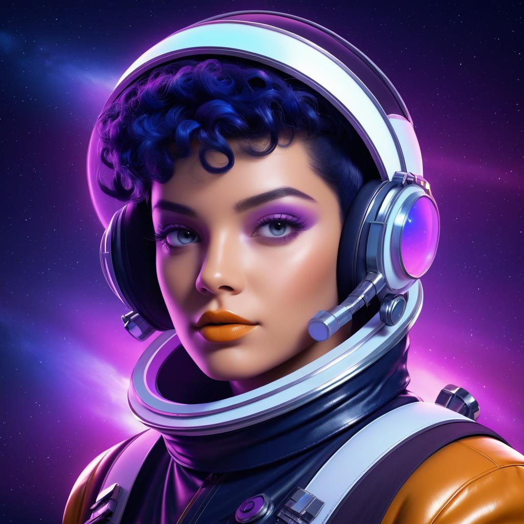 Retro Sci-Fi Non-Binary Space Explorer Portrait