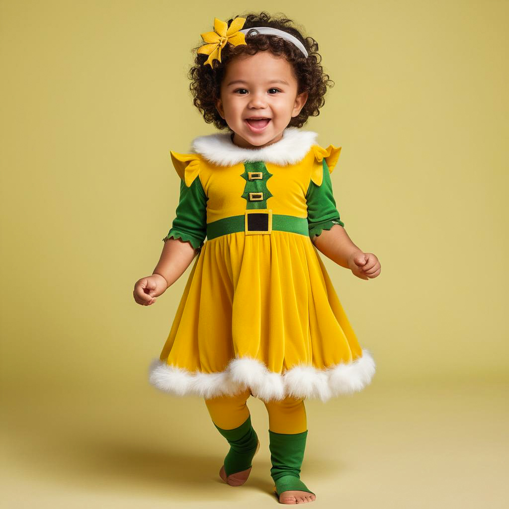 Giggling Toddler in Elf Costume