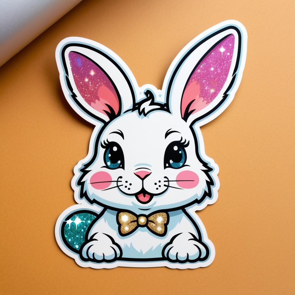 Sparkly Silly Rabbit Sticker Design