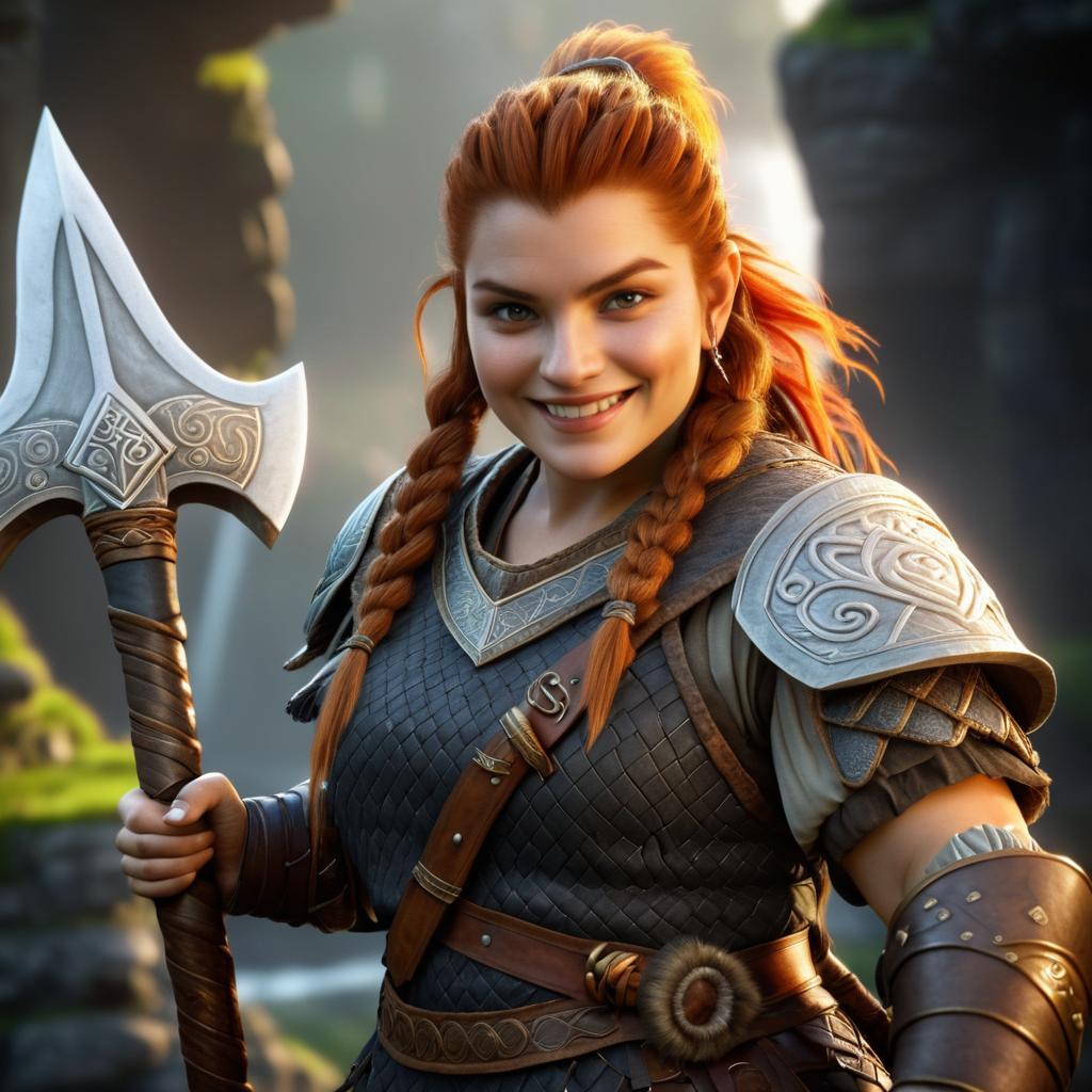 Fierce Dwarven Warrior Portrait in CGI