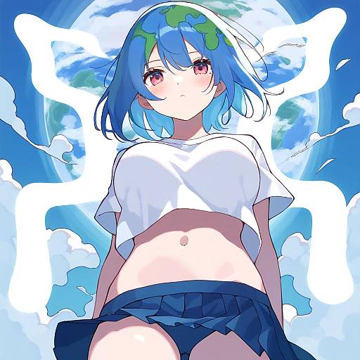 Illustration of Earth-chan, original in the style of Mitsuyo (mituyo324)