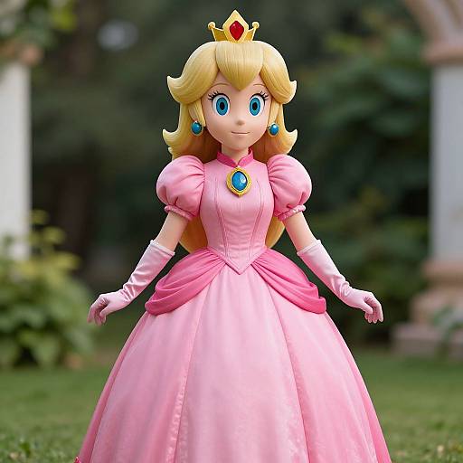 Elegant Princess Peach in Pink Dress