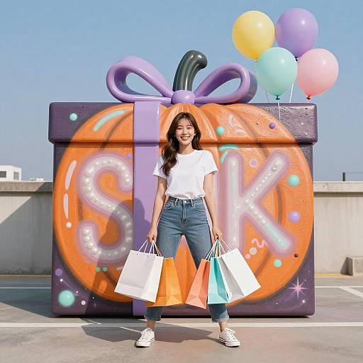 Neon Graffiti Shopping Ad Portrait