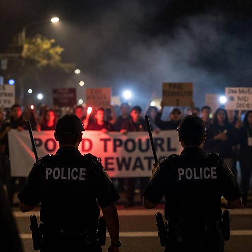 Vibrant Nighttime Protest Scene Captured