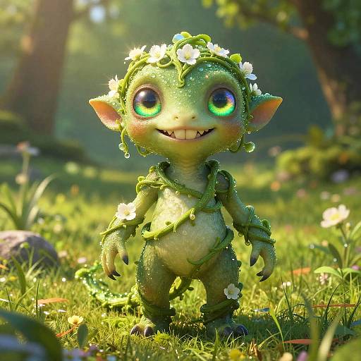 Verdant Spirit in Sunlit Meadow