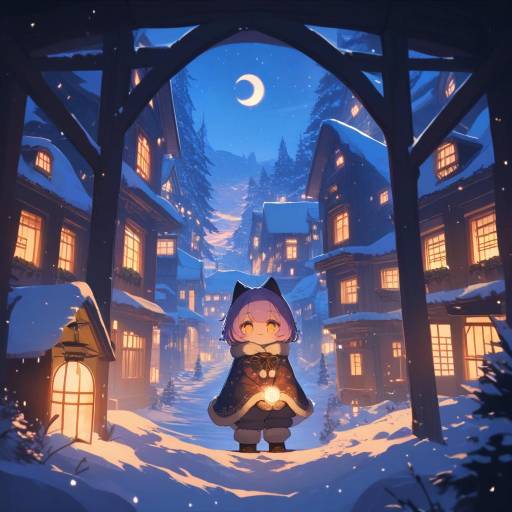 Chibi Character in Cozy Winter Wonderland
