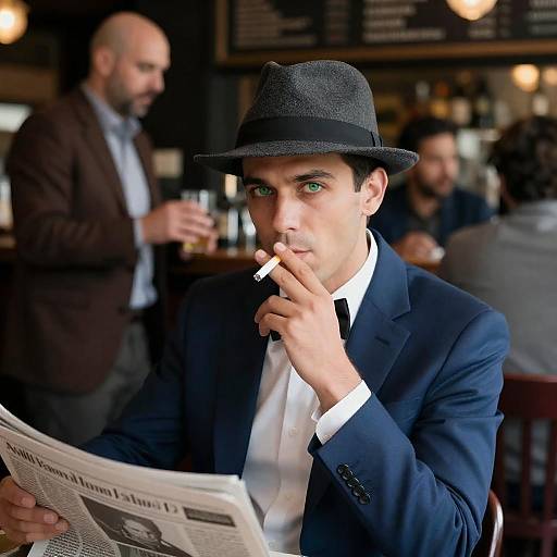 Elegant Man in Dimly Lit Bar