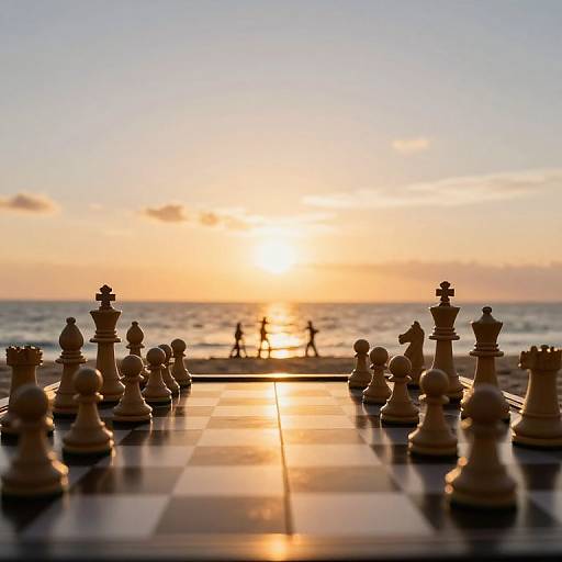 Strategic Chess at Golden Sunset