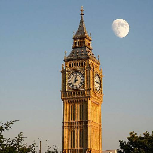 Surreal Bird Clock Tower at Golden Hour