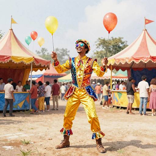 Joyful Carnival Performer in Watercolor