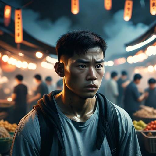 Young Asian Man at Night Market