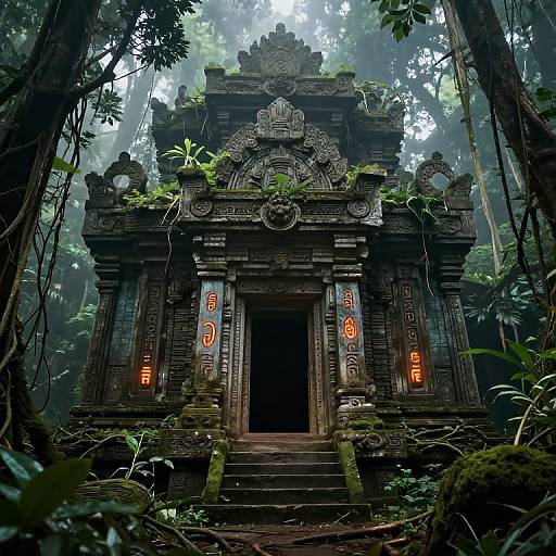 Mystical Jungle Temple with Mana Remnants