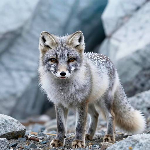 Realistic Arctic Fox in Glacier Crevasse