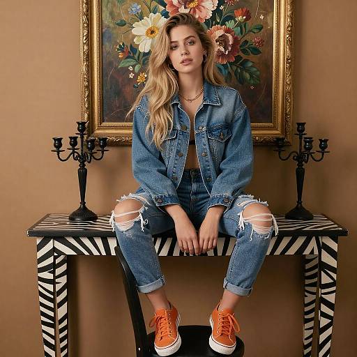 Young Woman Sitting in Modern Room