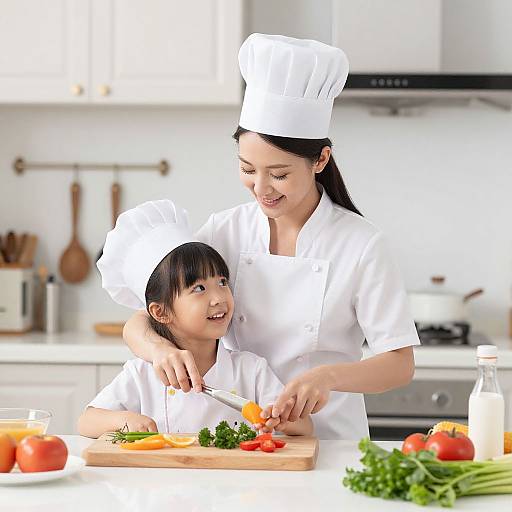 Happy Asian Girl Cooking Dinner