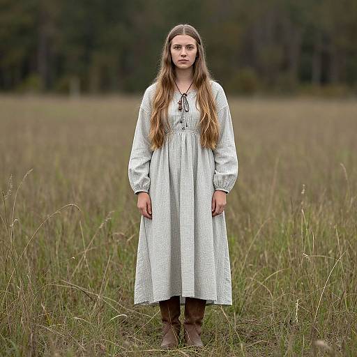 Realistic Amish Prairie Woman Portrait