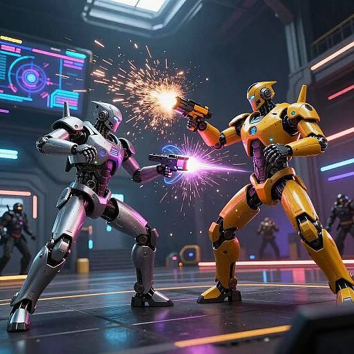 Futuristic AI Robot Combat Arena