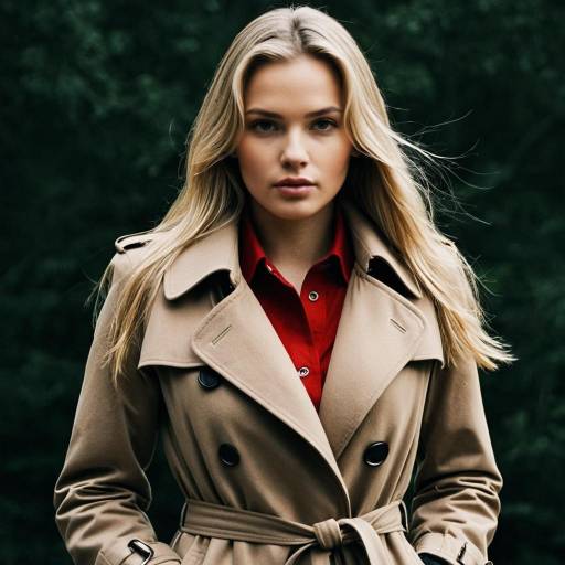 Realistic Woman in Brown Trench Coat