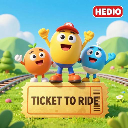 Cheerful Cartoon Characters on Golden Ticket