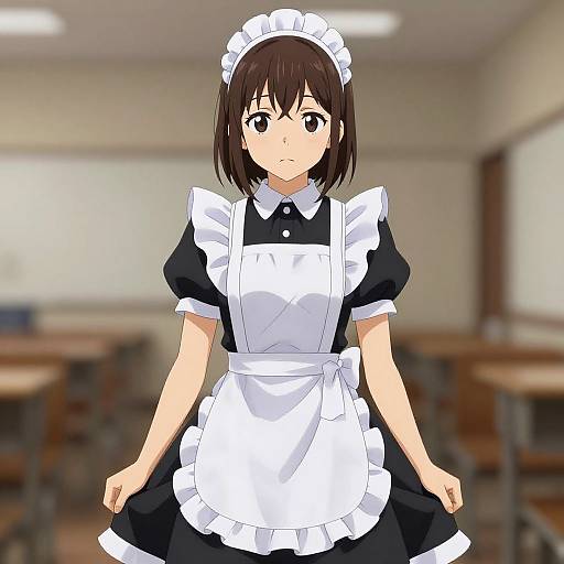 Anime Maid Outfit Girl Solo