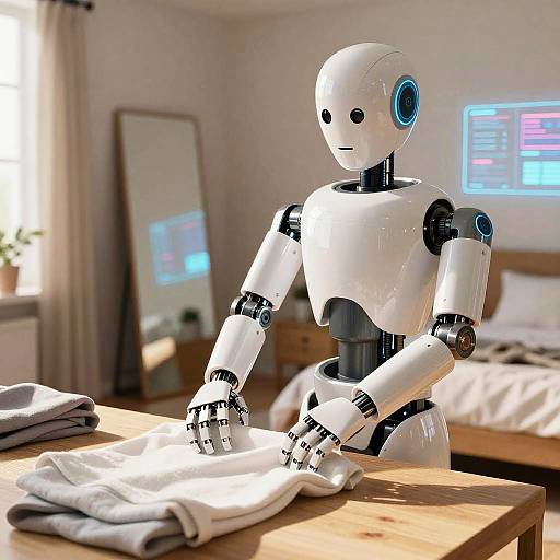 Clothing Remover Robot in High-Tech Bedroom