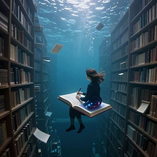 Ethereal Submerged Library Reflection