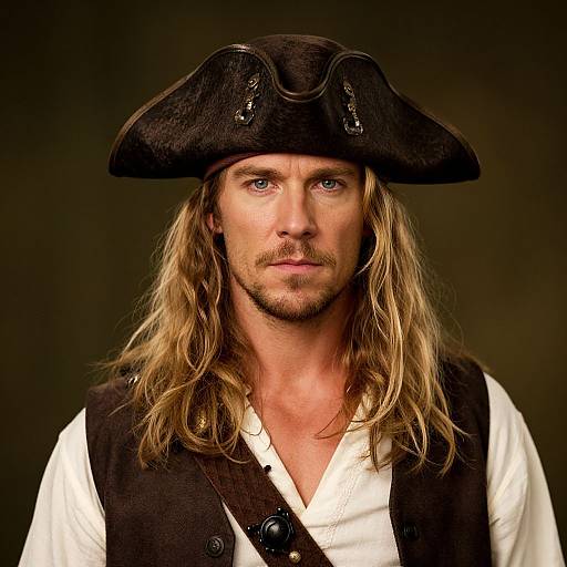 Blonde Pirate Man in Brown Vest