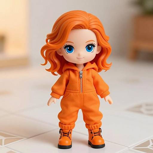 Vibrant Orange-Haired Doll Portrait
