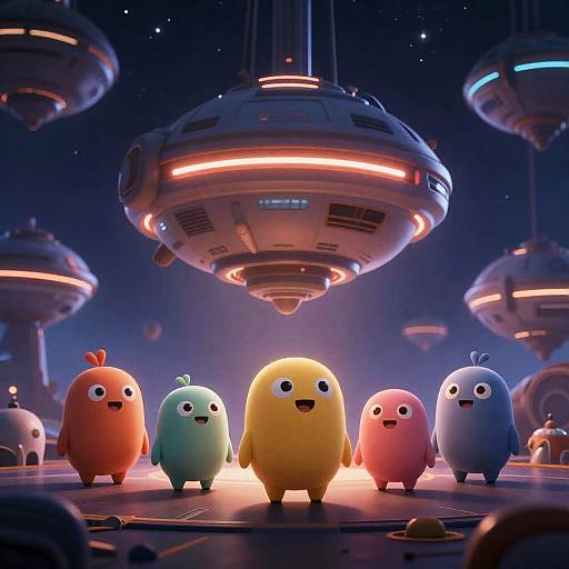 Friendly Aliens in Futuristic Space Colony
