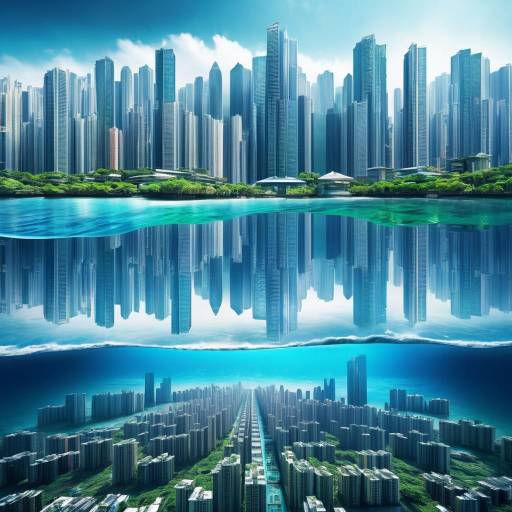 Futuristic Cityscape with Water Reflection