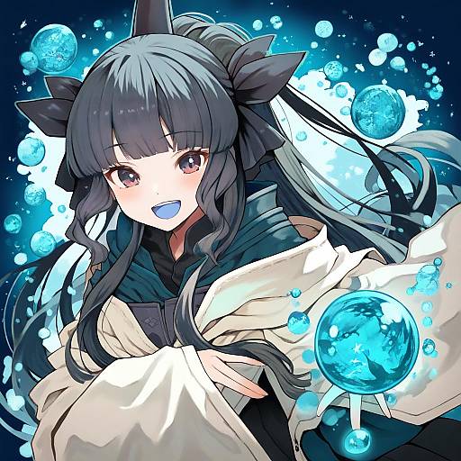 Illustration of Artemis of the blue, atelier live in the style of Uni mate