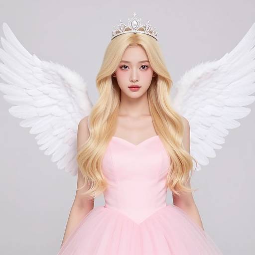 Blonde Girl with Wings and Crown