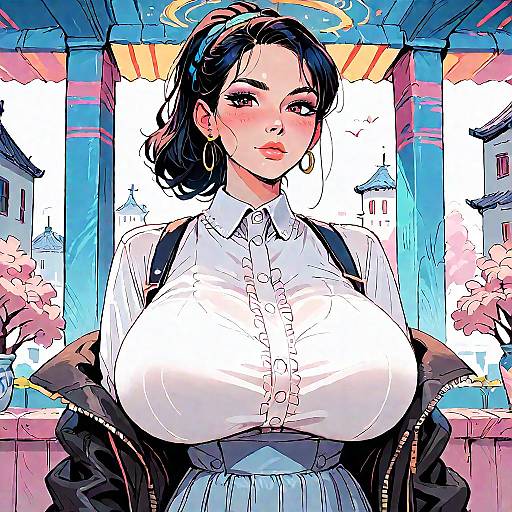 80s Anime Fullbody Pinup Busty Girl