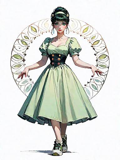 Chic Woman in Emerald Velvet Mini Dress