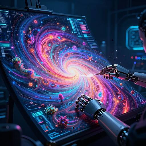 AI Creates Neon Fractal Virtual Art