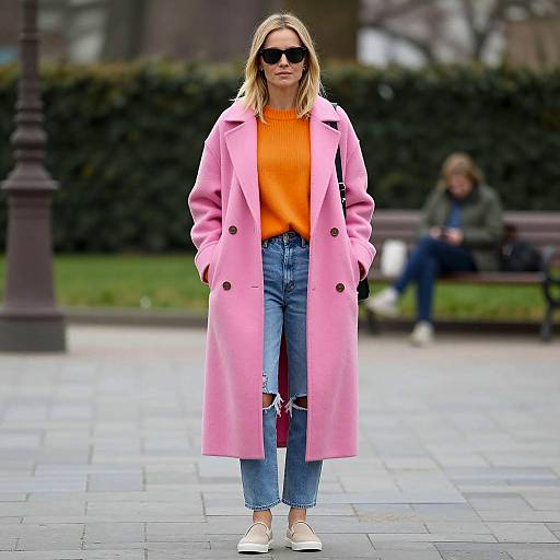Stylish Blonde Woman in Park Setting