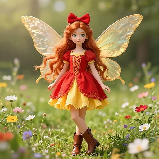 Whimsical Fairy in Sunny Meadow