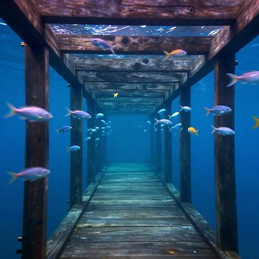 Ethereal Underwater Wooden Corridor